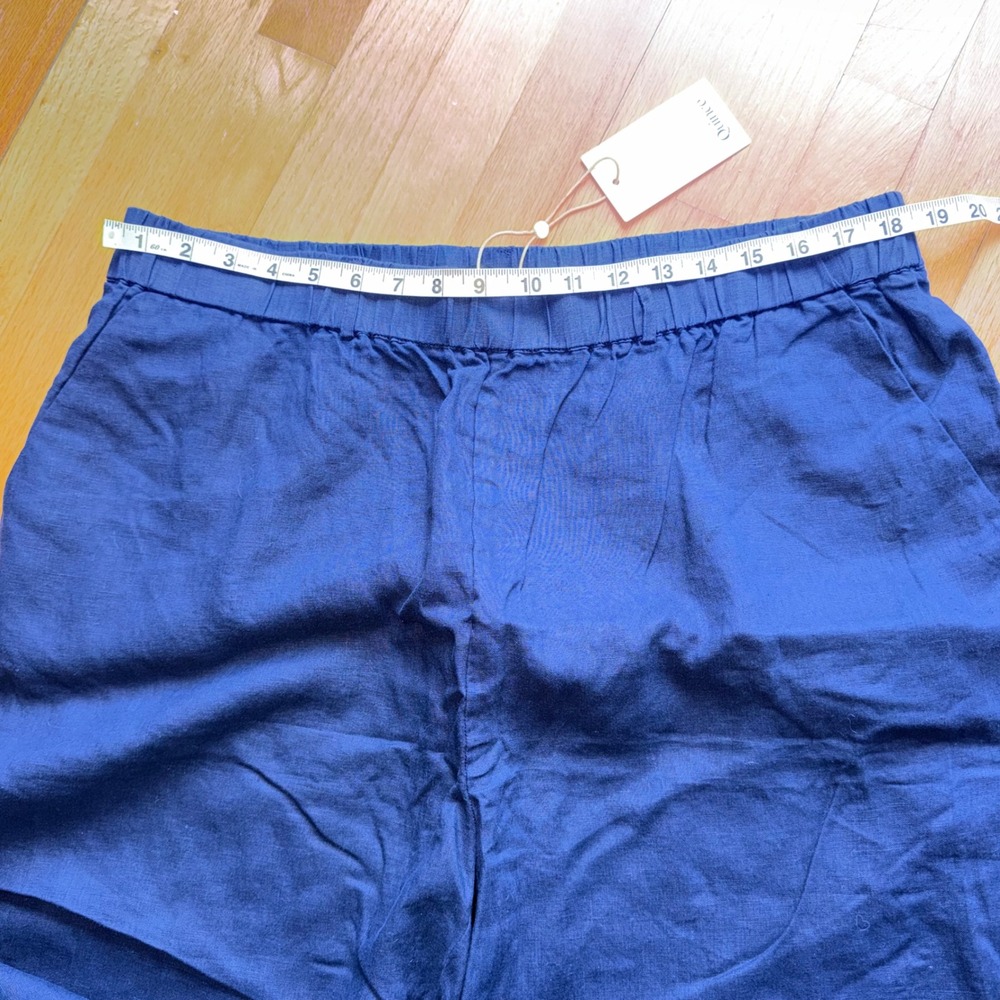 NEW Quince Deep Navy Blue Linen Pants Wide Leg Minimalist 1X Beachy Coastal - Picture 10 of 12